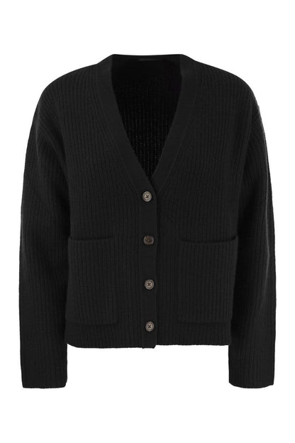 Ribbed wool and cashmere cardigan - VOGUERINI