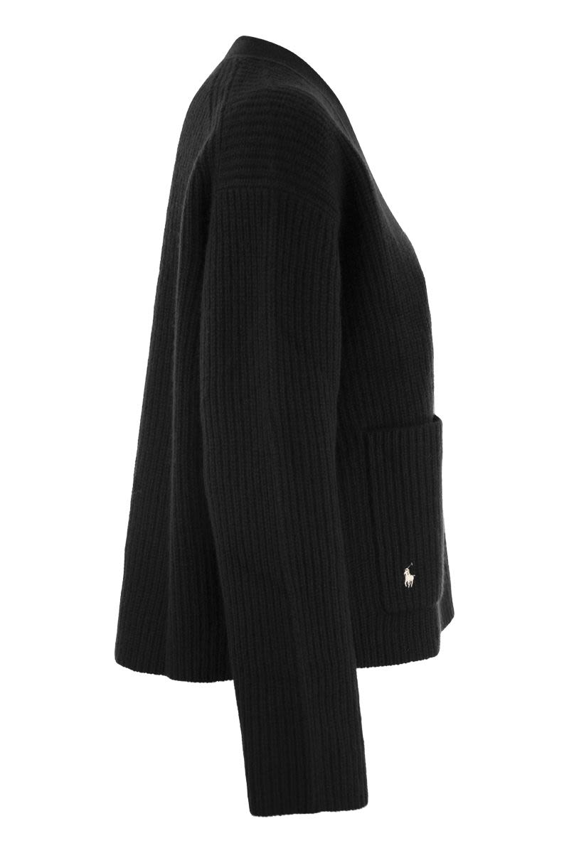 Ribbed wool and cashmere cardigan - VOGUERINI