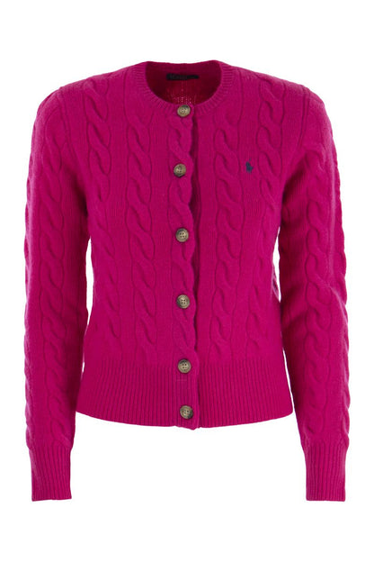 Wool and cashmere cable cardigan - VOGUERINI