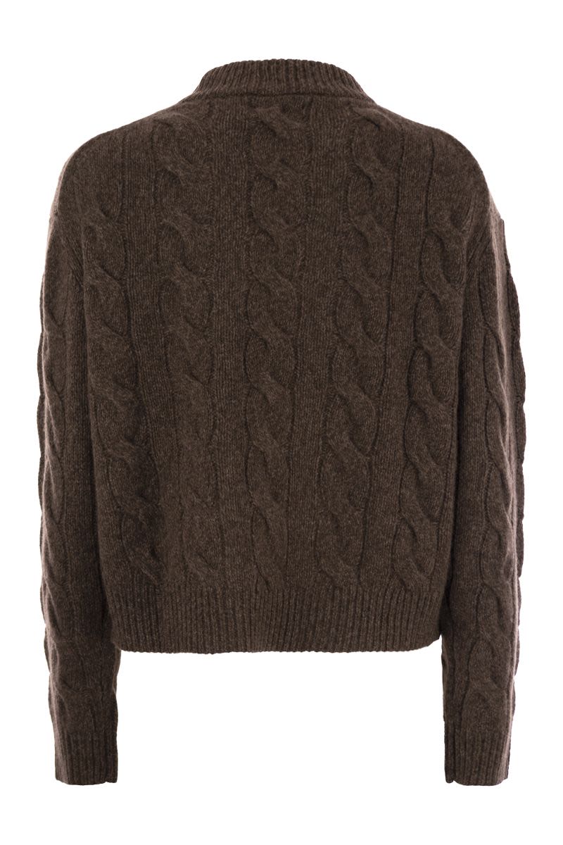 Cable Wool-Cashmere Mockneck Jumper - VOGUERINI