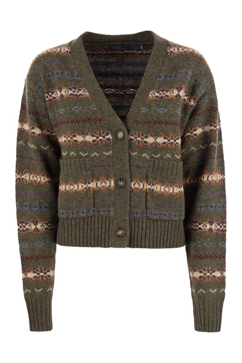 Fair Isle V-neck Cardigan - VOGUERINI