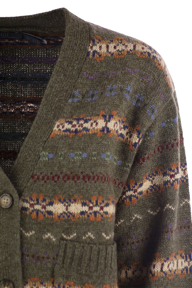 Fair Isle V-neck Cardigan - VOGUERINI