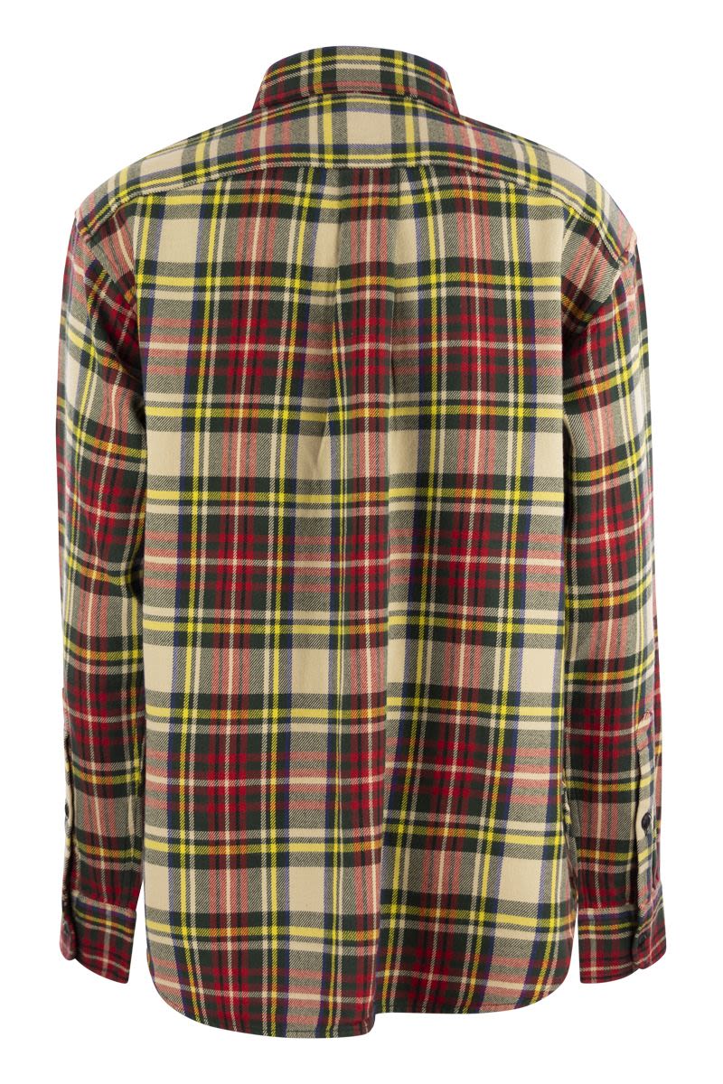 Plaid shirt with beaded logo - VOGUERINI