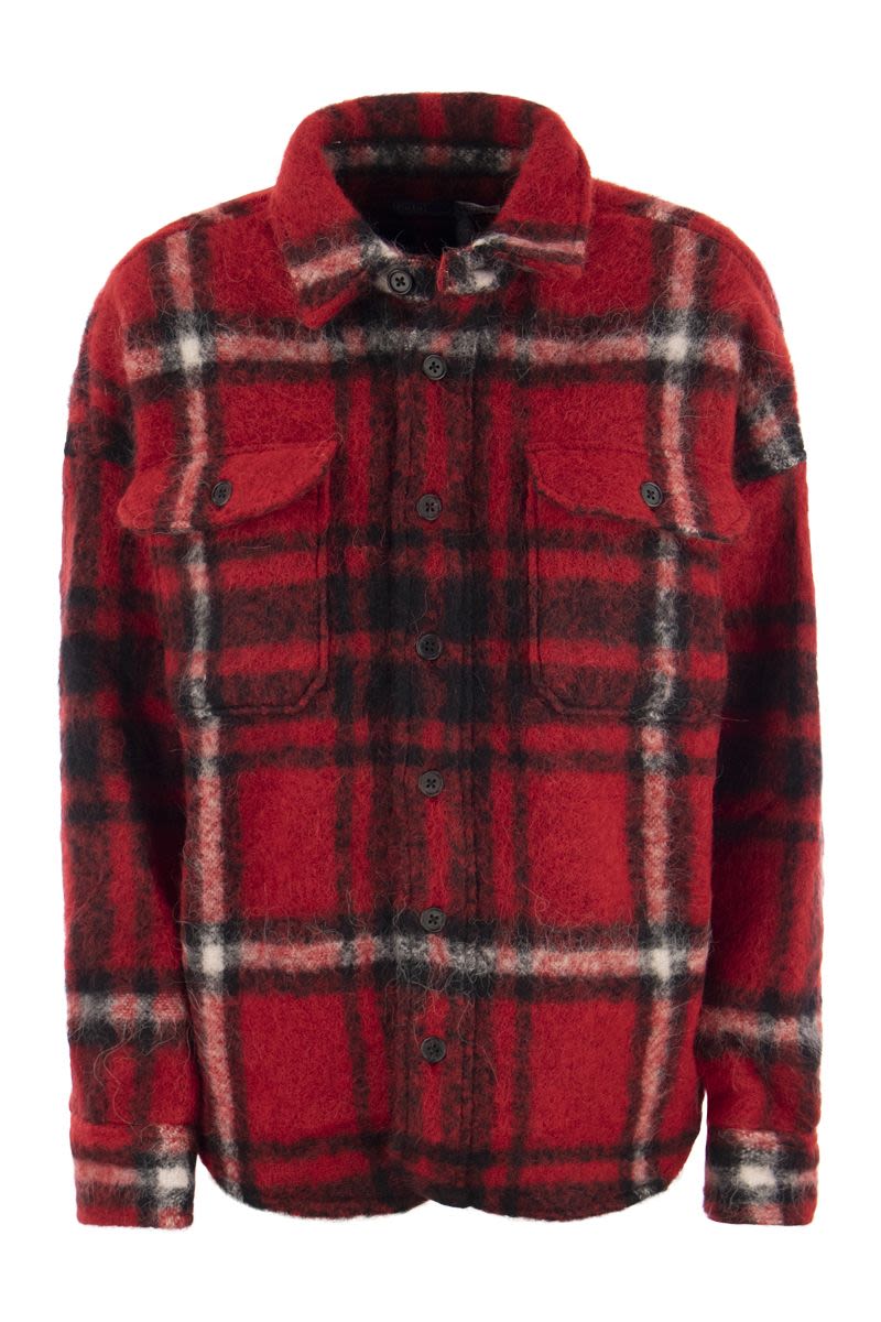 Oversized wool-blend plaid shirt - VOGUERINI