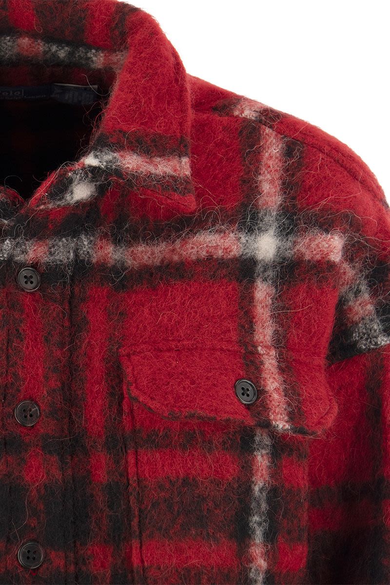 Oversized wool-blend plaid shirt - VOGUERINI