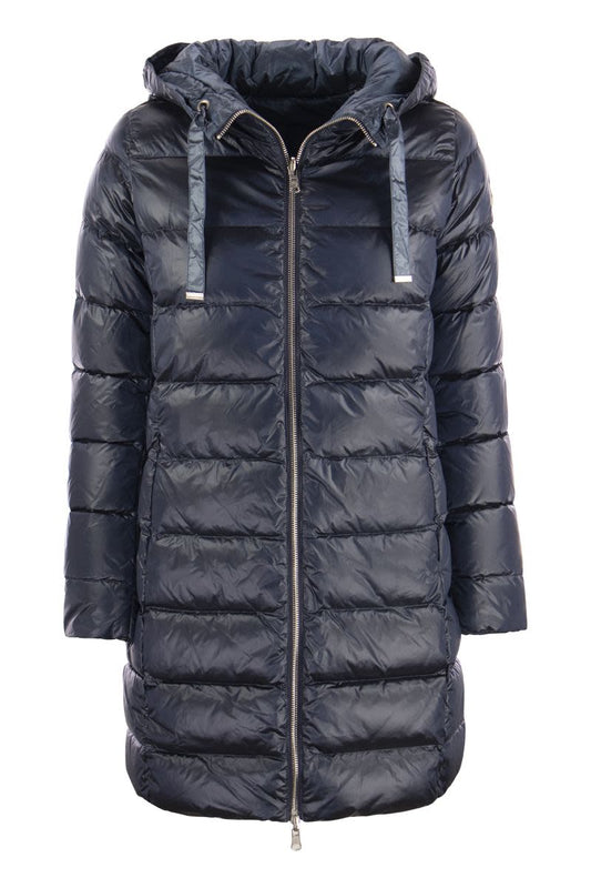 FRIENDLY - Long down jacket with reversible hood - VOGUERINI