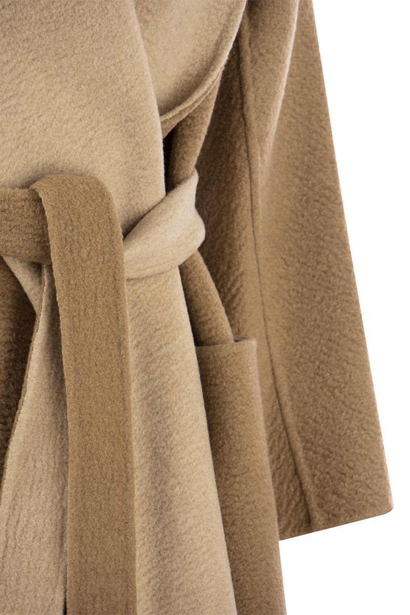 SENNA - Reversible camel coat with scarf collar - VOGUERINI