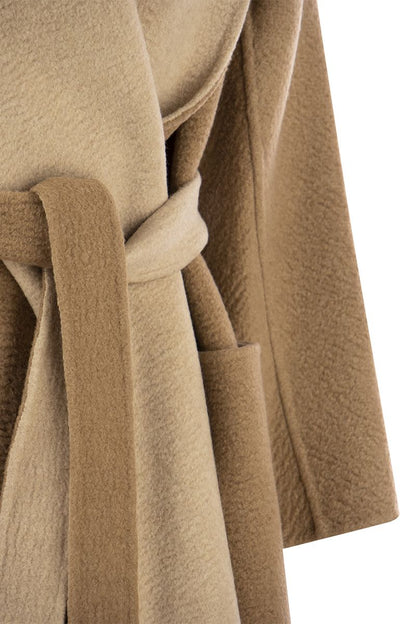 SENNA - Reversible camel coat with scarf collar - VOGUERINI