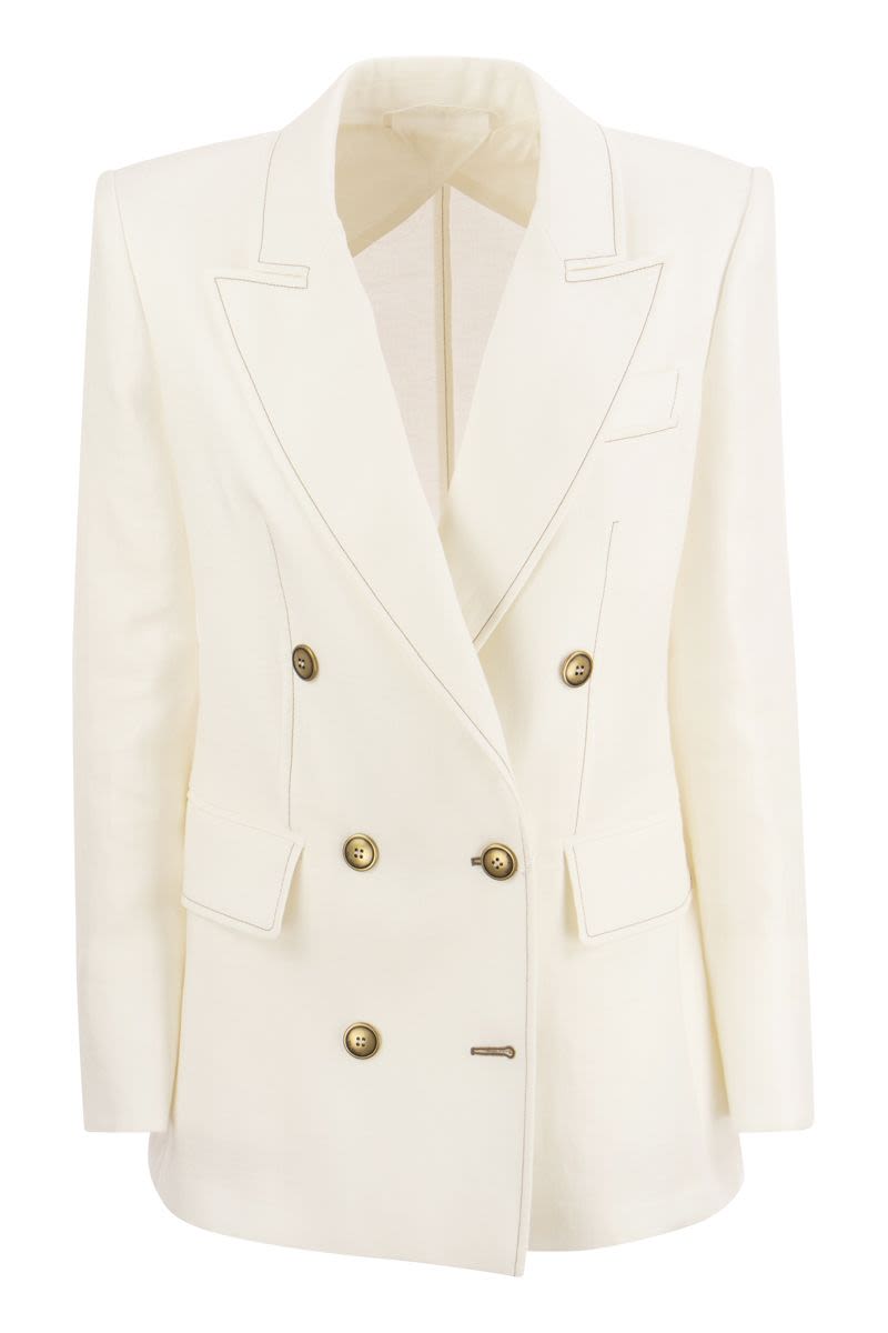 VERACE - Linen double-breasted jacket - VOGUERINI