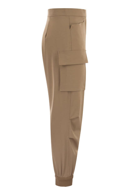 TSKIRT - Wool gabardine cargo trousers - VOGUERINI