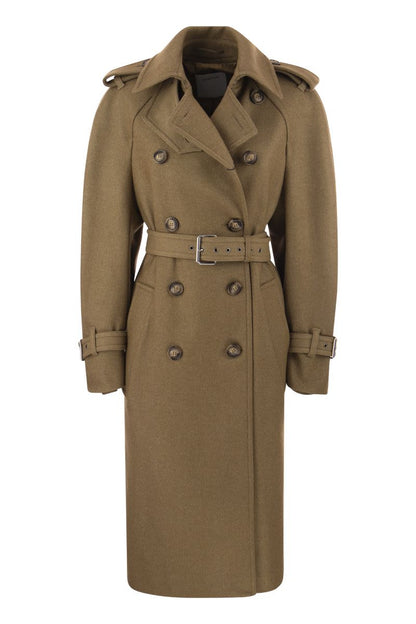 FILOVIA - Double-breasted trench coat in wool blend - VOGUERINI