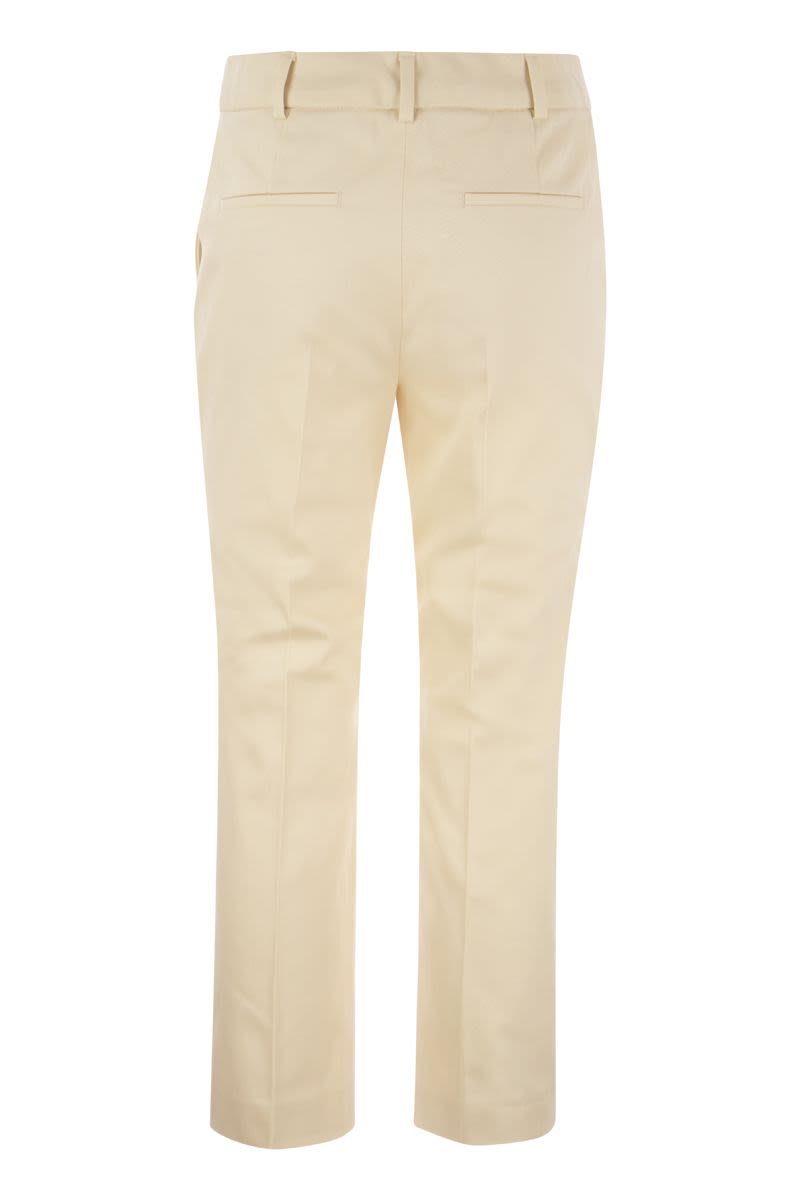 FLORES - Slim Fit Cotton Trousers - VOGUERINI