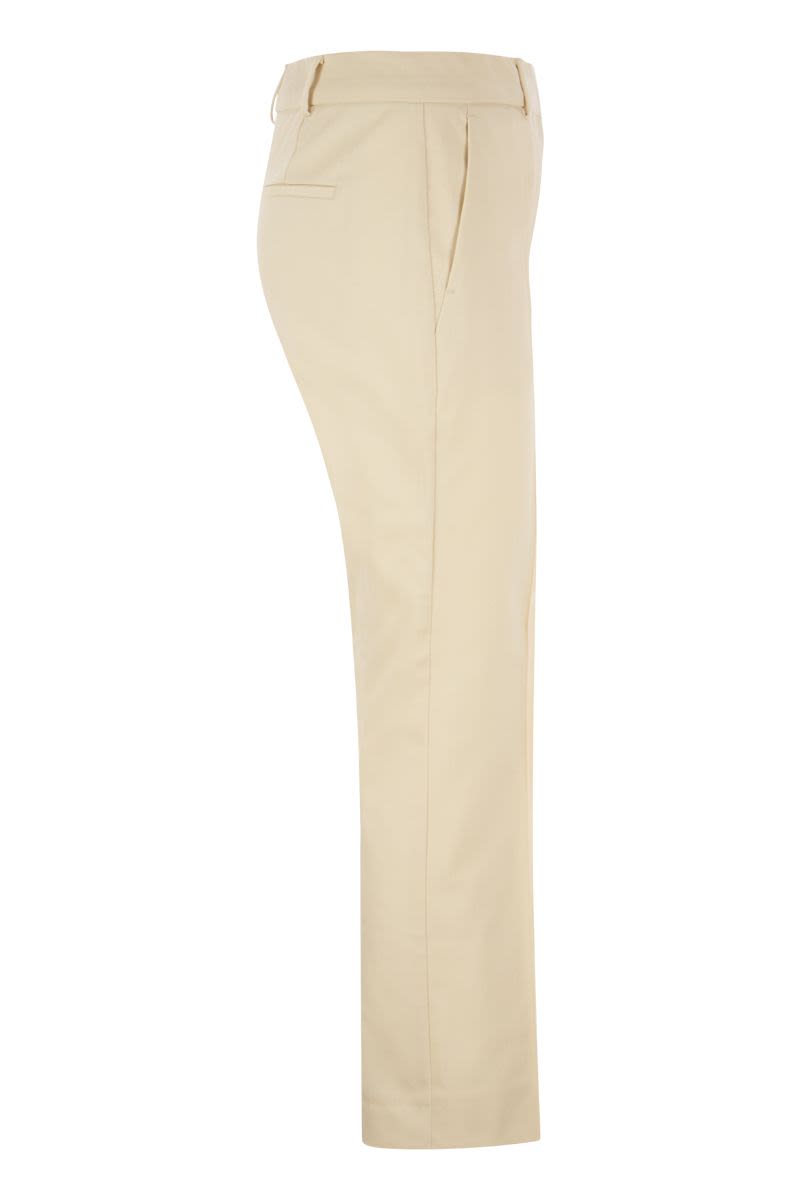 FLORES - Slim Fit Cotton Trousers - VOGUERINI