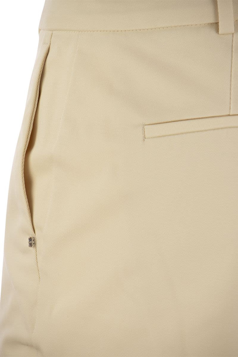 FLORES - Slim Fit Cotton Trousers - VOGUERINI