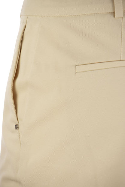 FLORES - Slim Fit Cotton Trousers - VOGUERINI