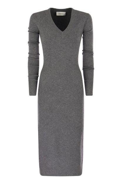 DIVO - Wool and cashmere knit long dress - VOGUERINI