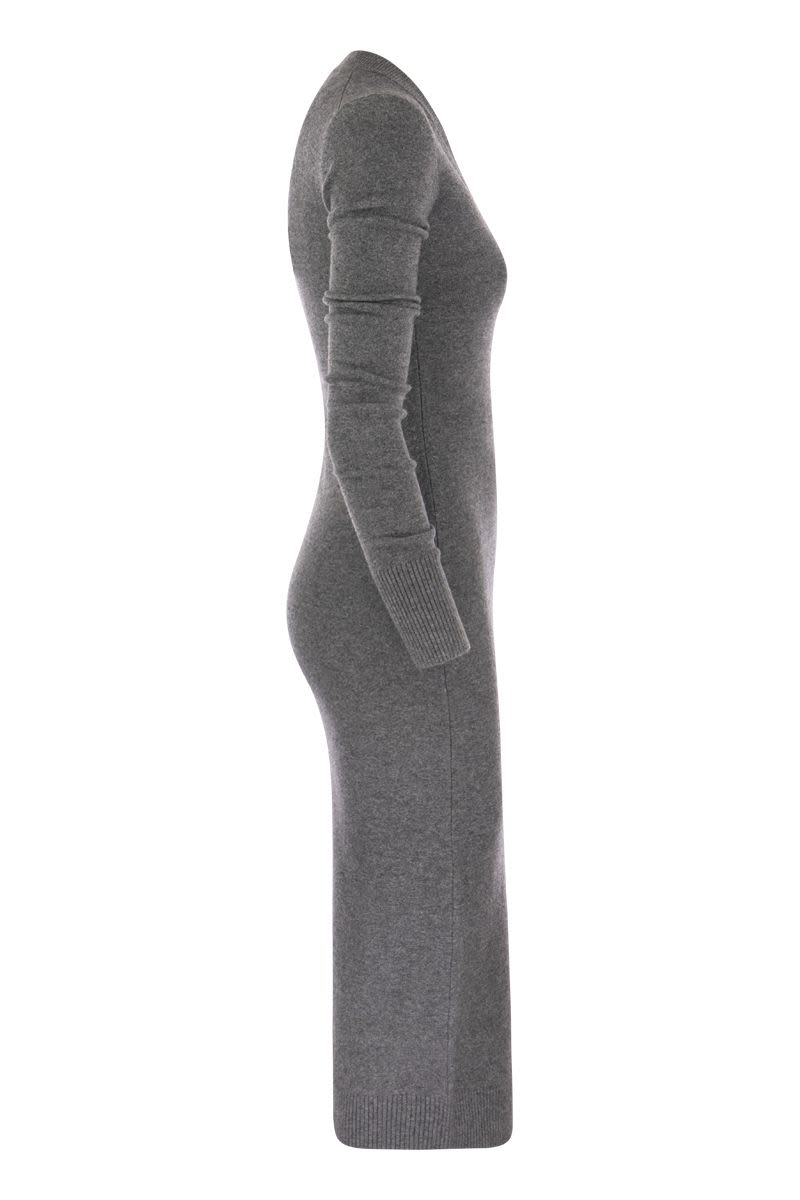 DIVO - Wool and cashmere knit long dress - VOGUERINI