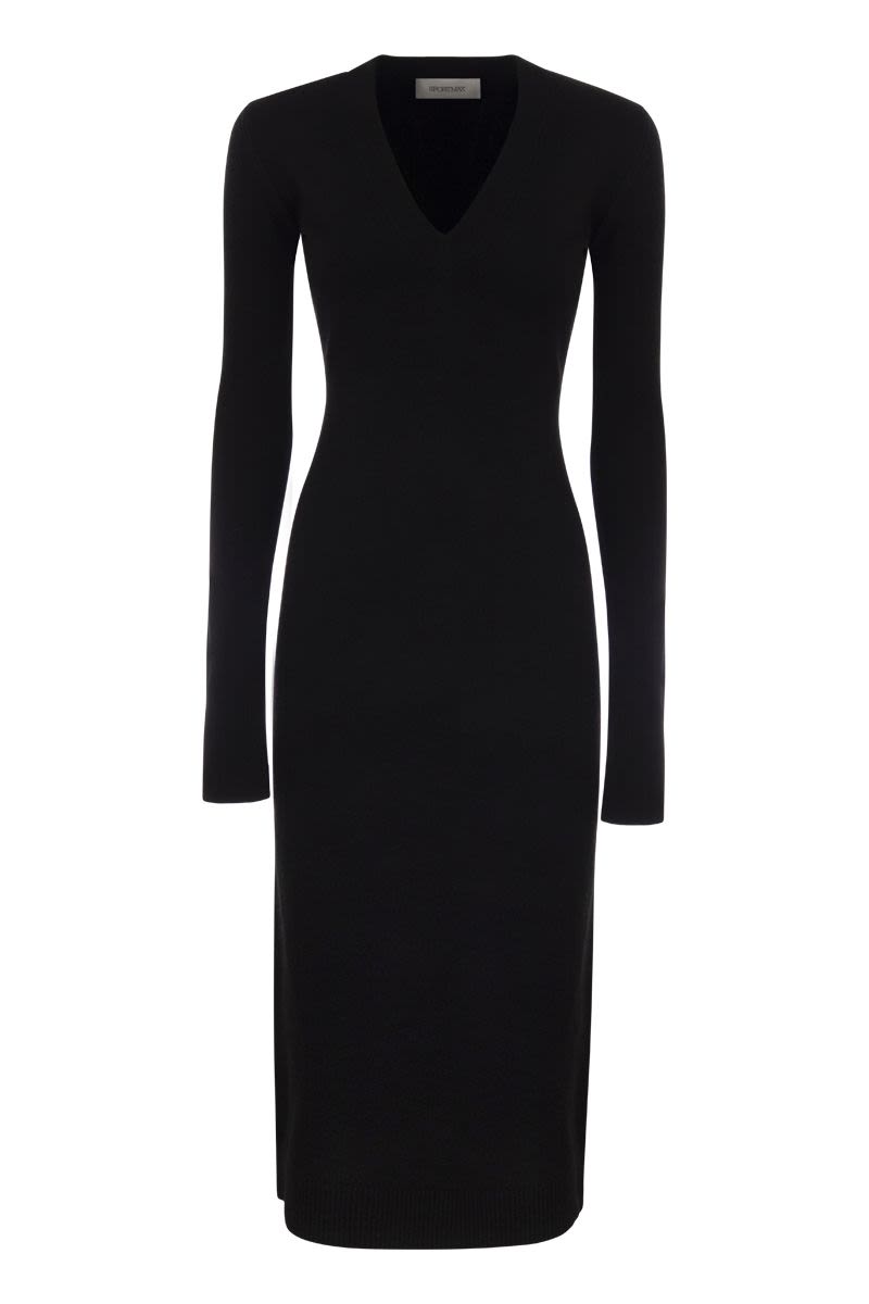 DIVO - Wool and cashmere knit long dress - VOGUERINI