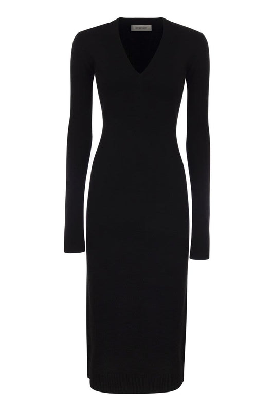 DIVO - Wool and cashmere knit long dress - VOGUERINI