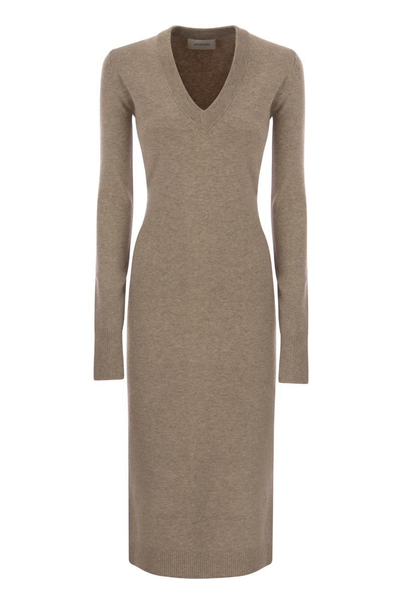 DIVO - Wool and cashmere knit long dress - VOGUERINI