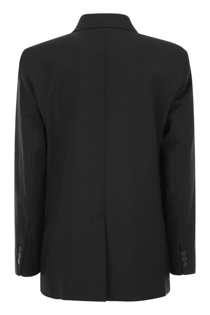 YARDEN - Wool Canvas Double-breasted Blazer - VOGUERINI