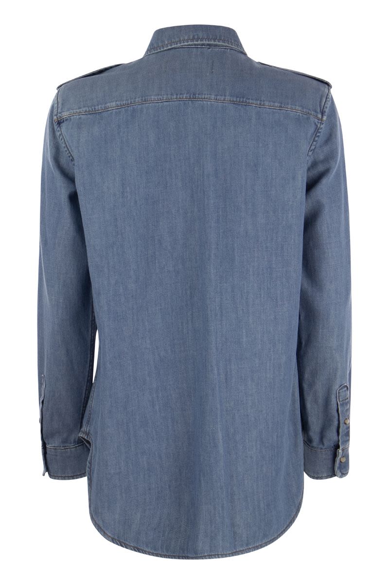 VINCITA - Denim shirt with toggles - VOGUERINI