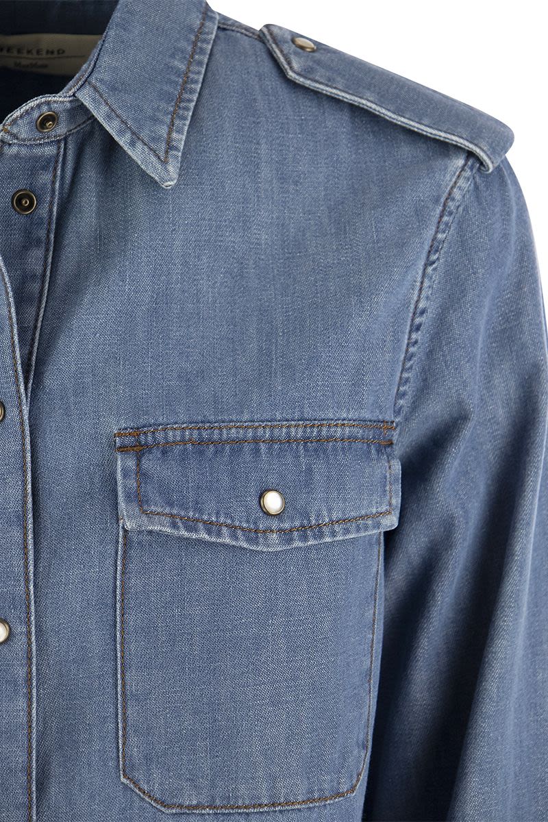 VINCITA - Denim shirt with toggles - VOGUERINI