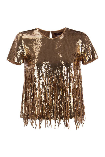 RUTA - Short-sleeved top with sequins - VOGUERINI