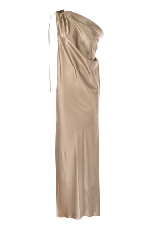 OPERA - Silk satin one-shoulder dress