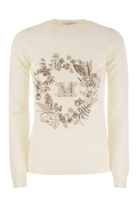 BARI - Wool and cashmere sweater with embroidery - VOGUERINI