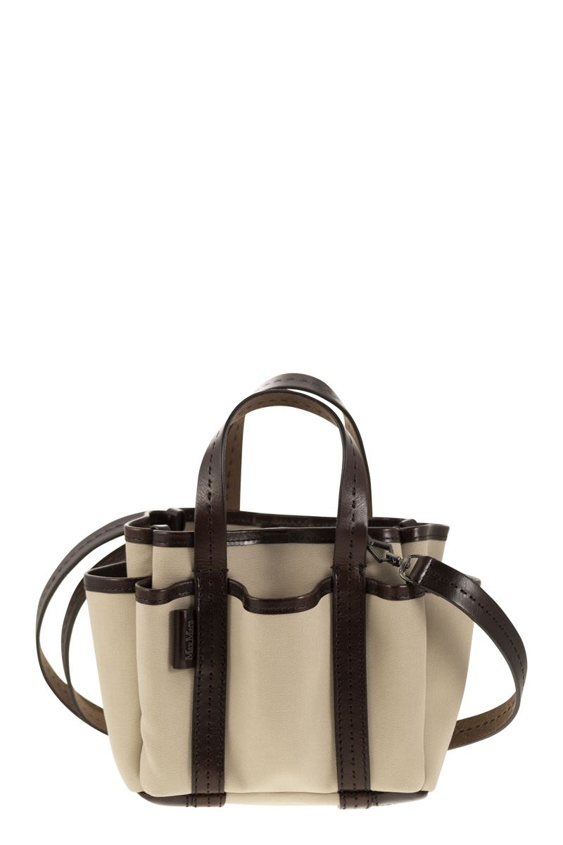 GARDENCA BASXS - Giardiniera Mini canvas and leather tote bag