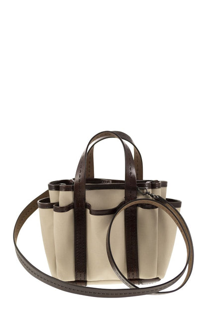 GARDENCA BASXS - Giardiniera Mini canvas and leather tote bag