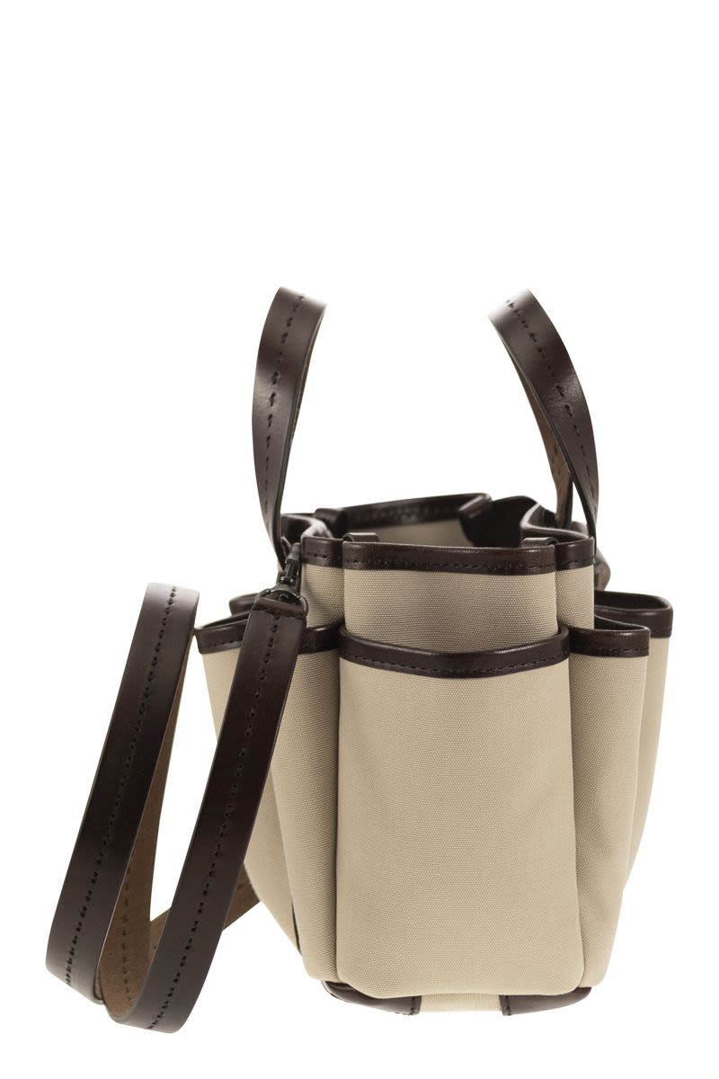 GARDENCA BASXS - Giardiniera Mini canvas and leather tote bag