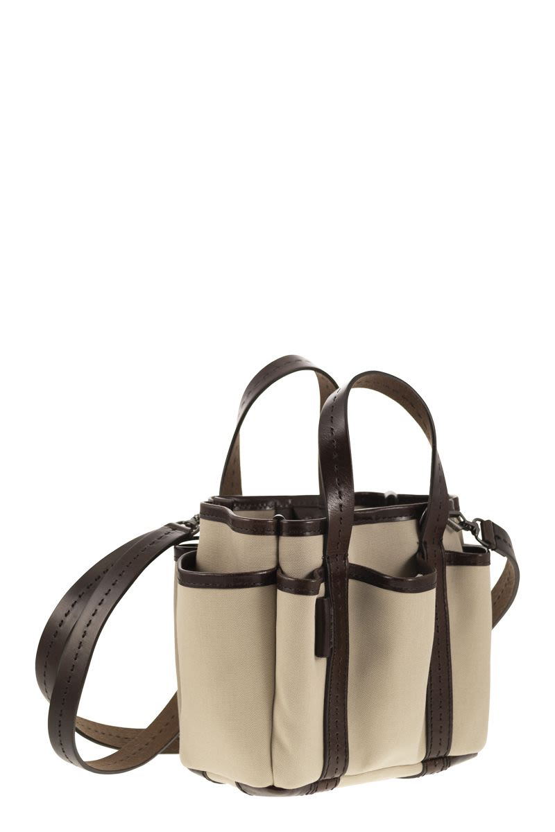 GARDENCA BASXS - Giardiniera Mini canvas and leather tote bag