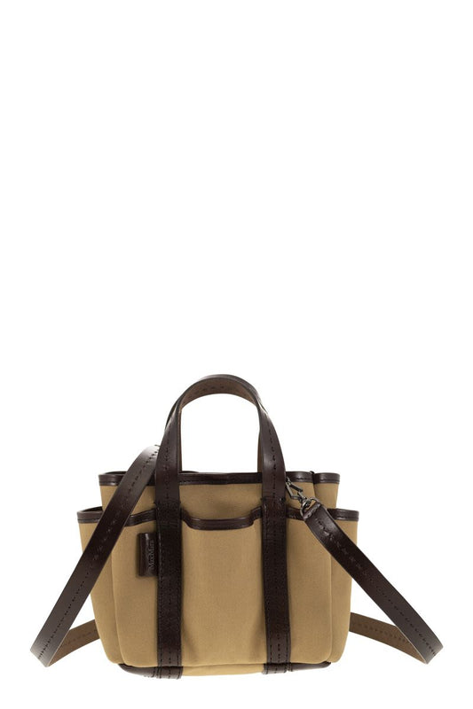 GARDENCA BASXS - Giardiniera Mini canvas and leather tote bag