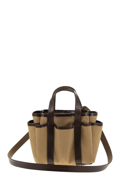 GARDENCA BASXS - Giardiniera Mini canvas and leather tote bag