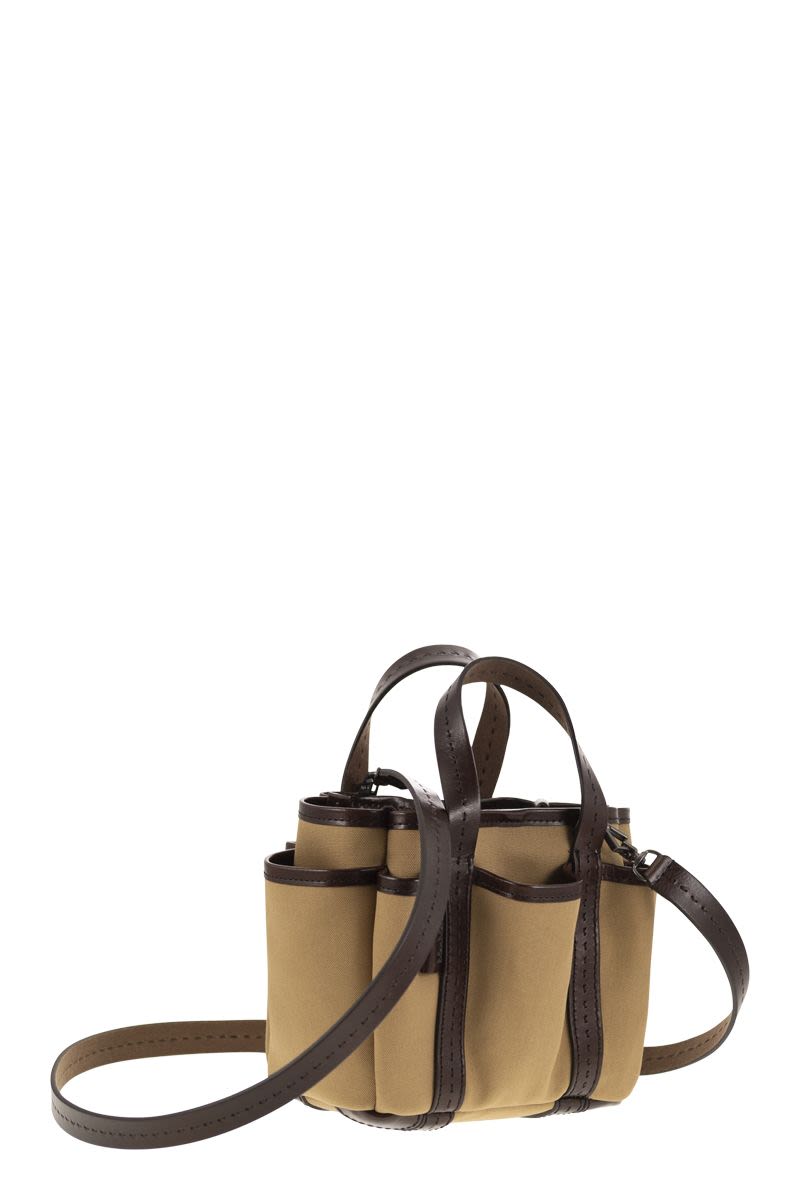 GARDENCA BASXS - Giardiniera Mini canvas and leather tote bag