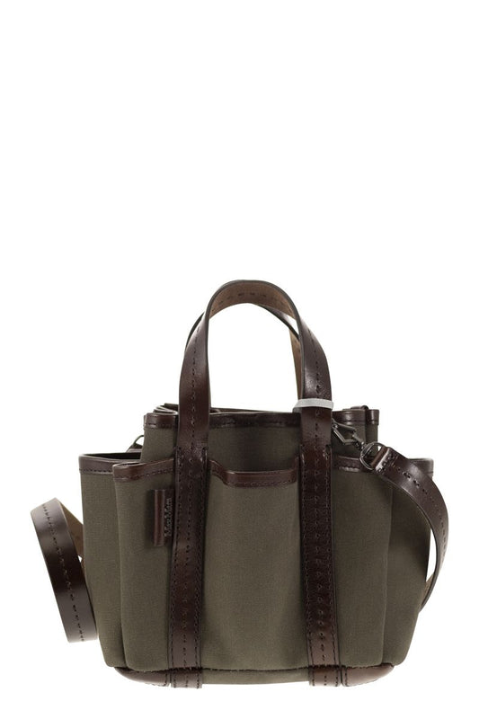 GARDENCA BASXS - Giardiniera Mini canvas and leather tote bag