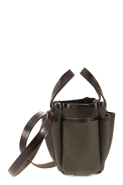 GARDENCA BASXS - Giardiniera Mini canvas and leather tote bag