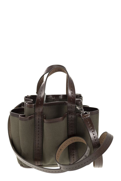 GARDENCA BASXS - Giardiniera Mini canvas and leather tote bag