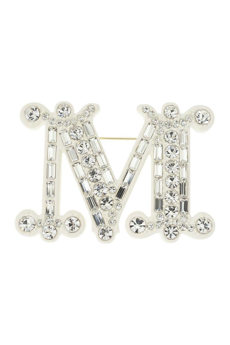 MBROOCH - Monogram brooch with crystals - VOGUERINI