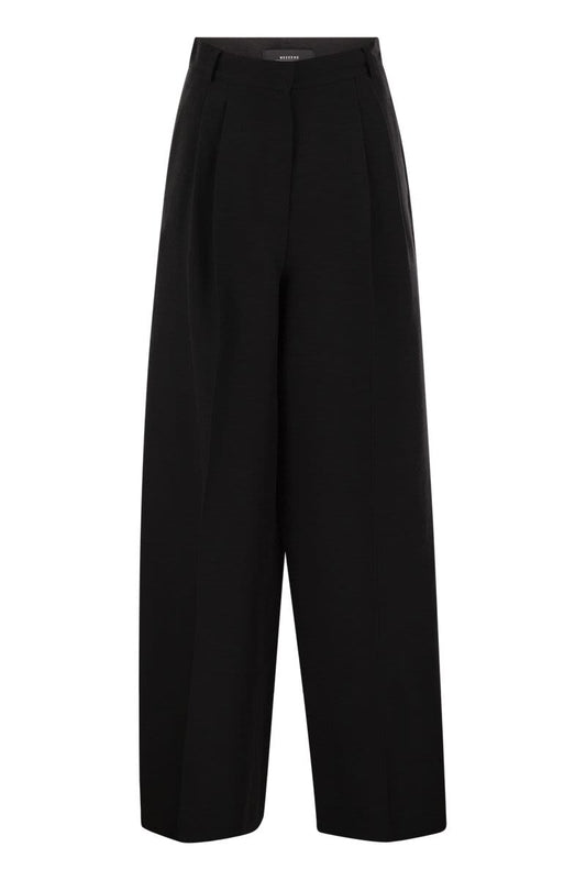 DILETTA - Viscose and linen flared trousers