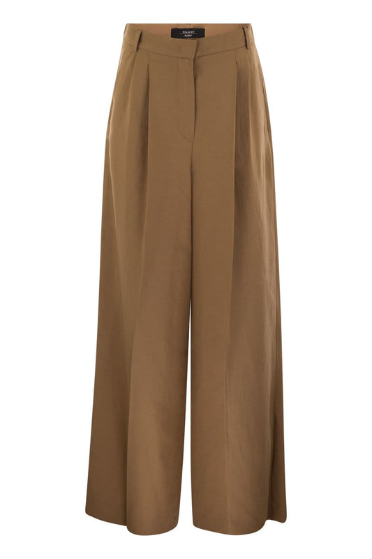 DILETTA - Viscose and linen flared trousers