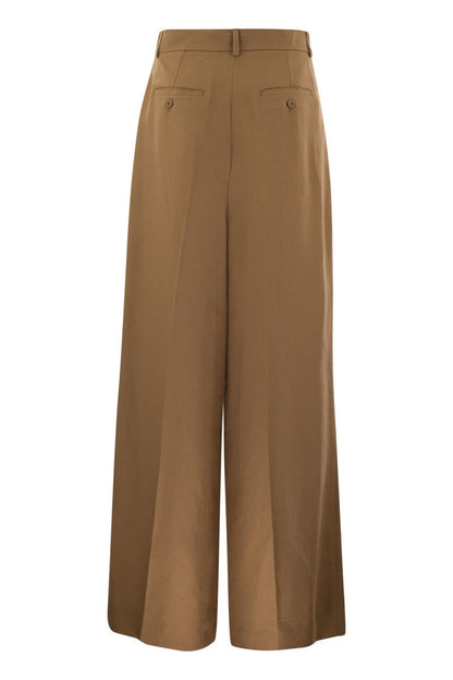 DILETTA - Viscose and linen flared trousers