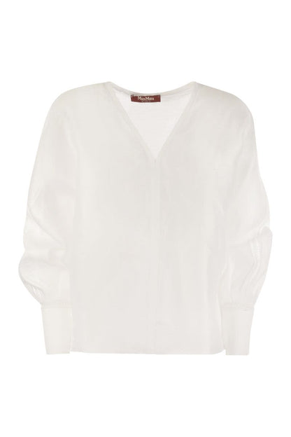 LECCIO - Ramie gauze and lace blouse