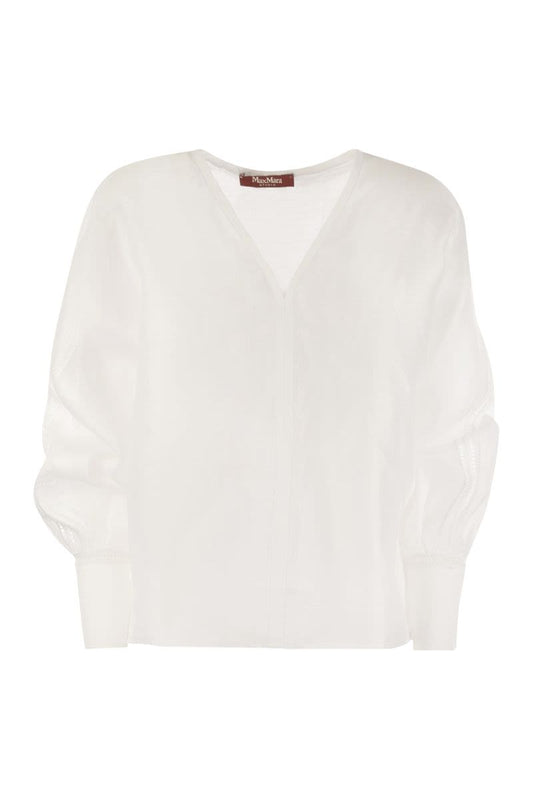 LECCIO - Ramie gauze and lace blouse