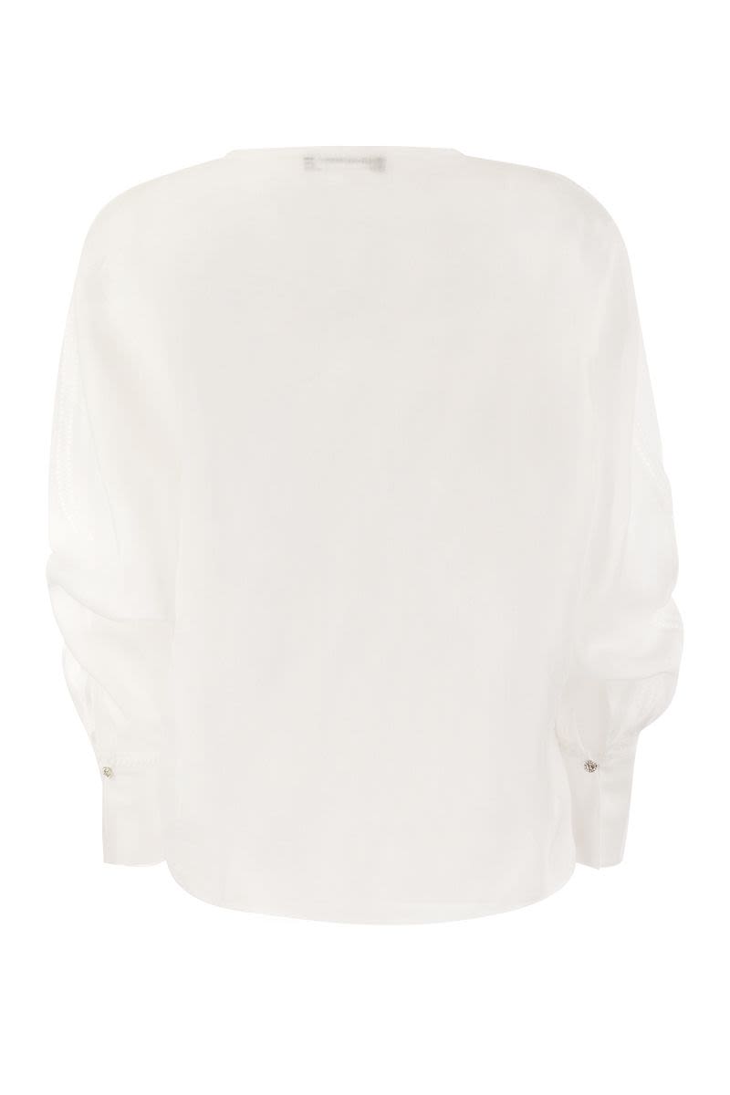 LECCIO - Ramie gauze and lace blouse