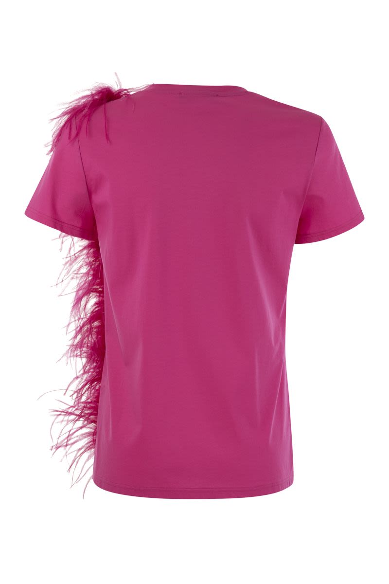 LAPPOLE - Jersey T-shirt with feathers