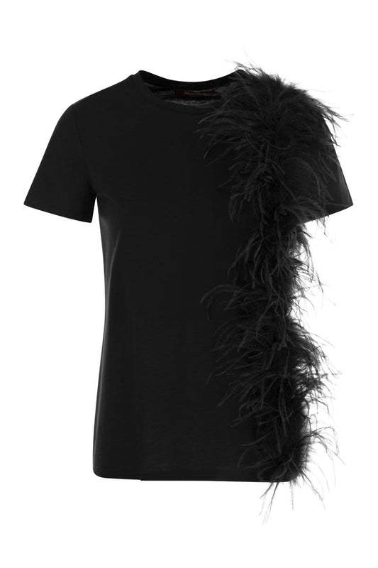 LAPPOLE - Jersey T-shirt with feathers