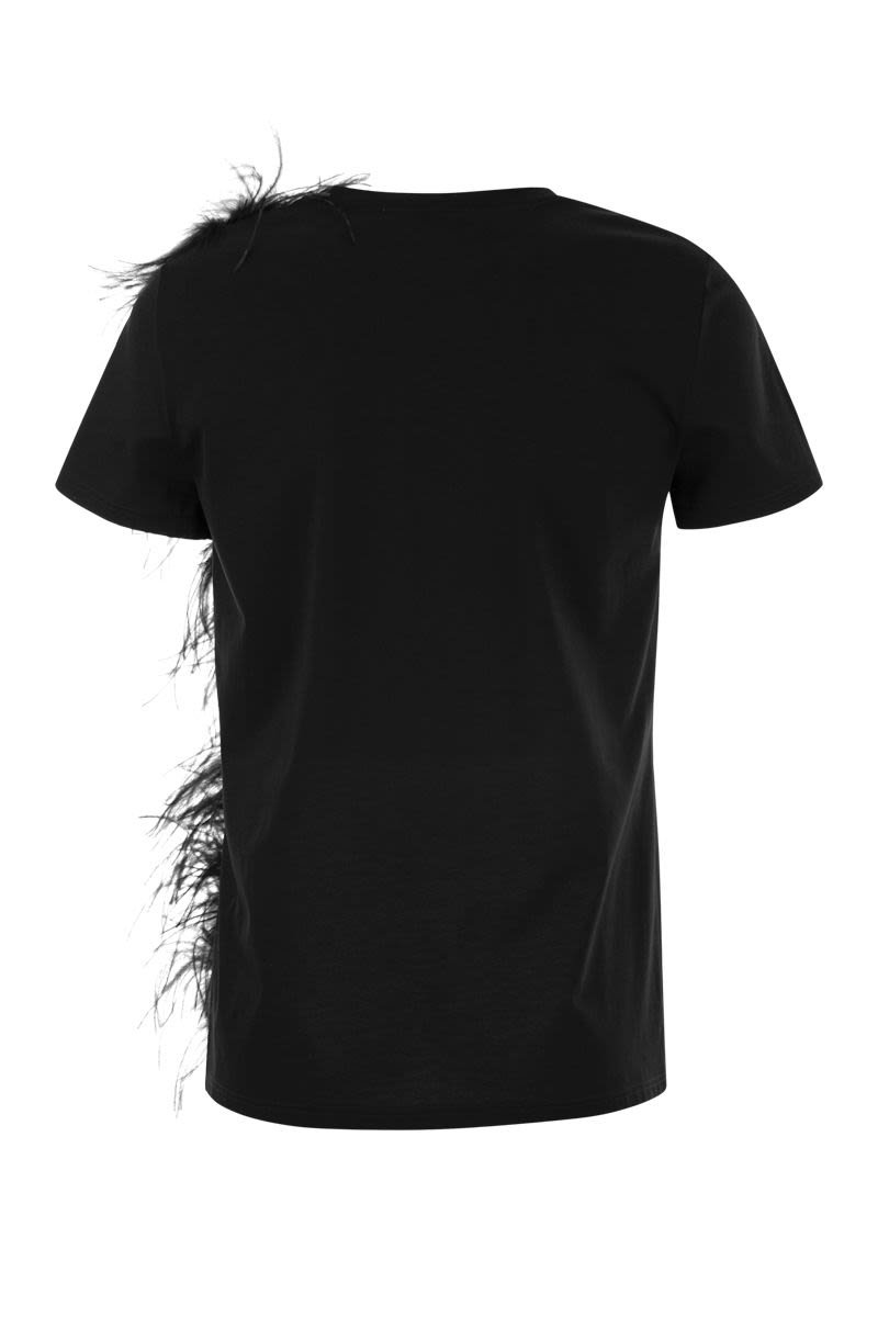 LAPPOLE - Jersey T-shirt with feathers